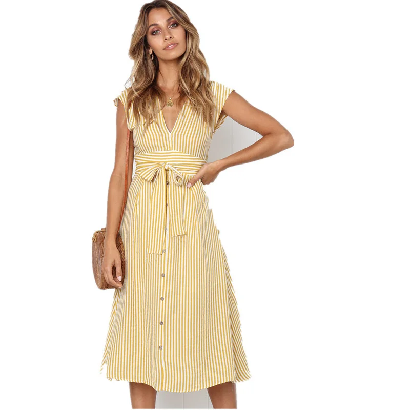 2021 Summer Dress Women Sleeveless Casual Stripe Dresses V Neck Bangage Midi Dress Female Knee Length Vintage Sundress For Lady
2021 Summer Dress Women Sleeveless Casual Stripe Dresses V Neck Bangage Midi Dress Female Knee Length Vintage Sundress For Lady