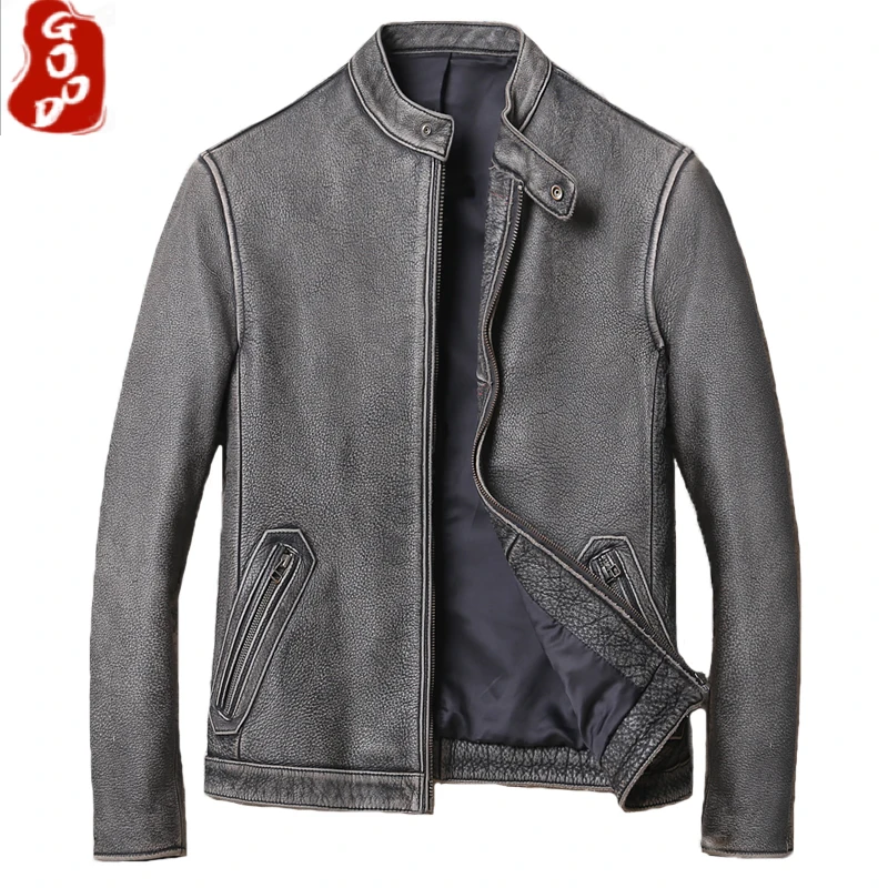 Spring Autumn 100% Real Leather Jacket Men Motorcycle Vintage Coat Men Clothing Coats and Jackets Chaqueta De Los Hombres 
Spring Autumn 100% Real Leather Jacket Men Motorcycle Vintage Coat Men Clothing Coats and Jackets Chaqueta De Los Hombres