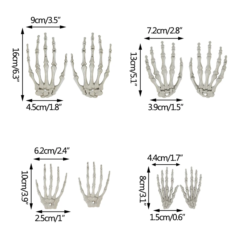 1 Pair Halloween Skeleton Hands Plastic Fake Skull Hand Bone Halloween Decoration Zombie Party Haunted House Decor Scary Props
1 Pair Halloween Skeleton Hands Plastic Fake Skull Hand Bone Halloween Decoration Zombie Party Haunted House Decor Scary Props