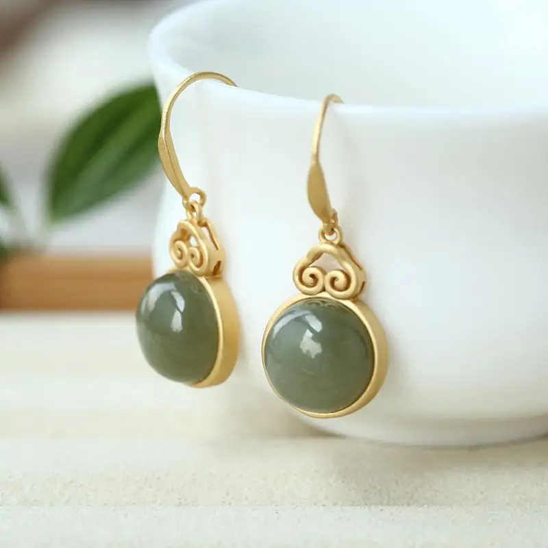 Hetian Jade Gray Jade Stud Earrings for Women Simple Cold Style All-Match round High Profile Retro Drop Earrings Long Sterling S
Hetian Jade Gray Jade Stud Earrings for Women Simple Cold Style All-Match round High Profile Retro Drop Earrings Long Sterling S