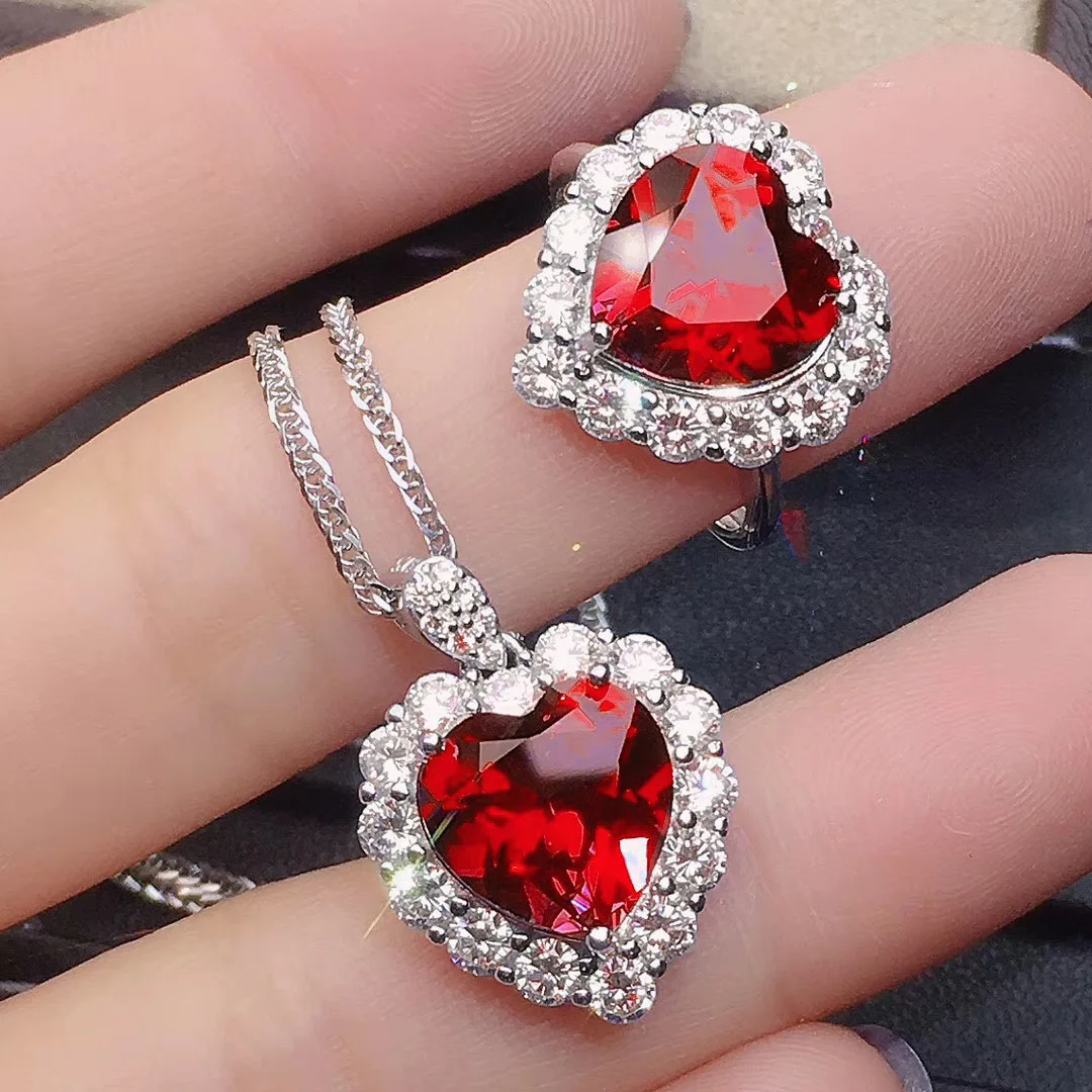 925 Sterling Silver Jewelry Sets for Women Gemstone Bridal Ruby Ring Pendant Necklace Women Wedding Engagement Jewelry Gifts
925 Sterling Silver Jewelry Sets for Women Gemstone Bridal Ruby Ring Pendant Necklace Women Wedding Engagement Jewelry Gifts