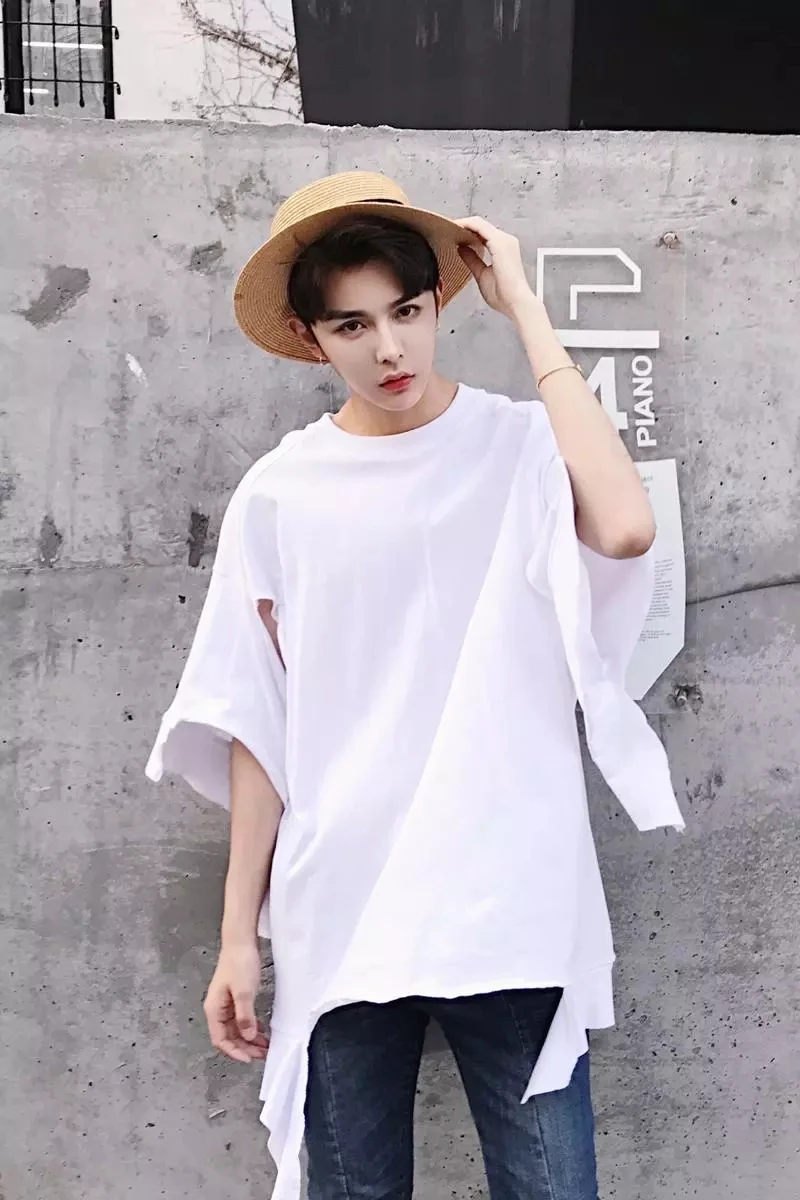 Hip-hop personality t-shirt summer short-sleeved t-shirt men's hole tide men loose European and American beggar wear show style
Hip-hop personality t-shirt summer short-sleeved t-shirt men's hole tide men loose European and American beggar wear show style