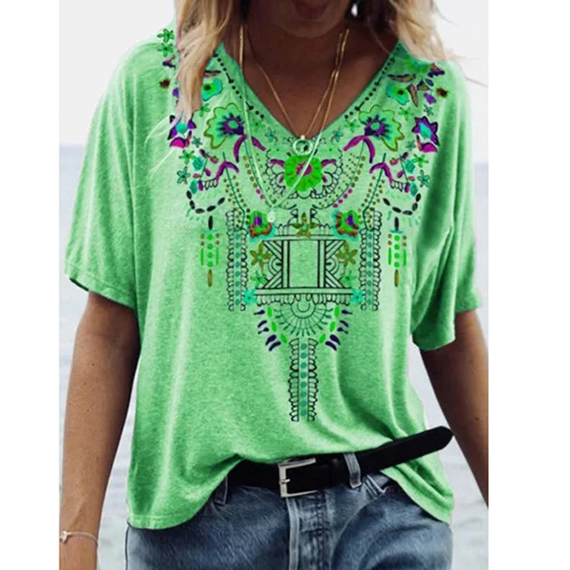 Elegant Floral Print Short Sleeve Shirts Women 2020 Summer Retro O-Neck Loose Tops Shirt Ladies Casual Boho Style Blouse Shirts 
Elegant Floral Print Short Sleeve Shirts Women 2020 Summer Retro O-Neck Loose Tops Shirt Ladies Casual Boho Style Blouse Shirts