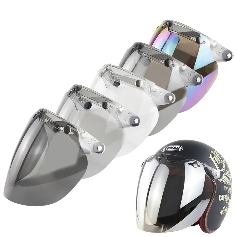 Retro Wholesale Windproof 3-Snap Visor Lens Shield for Motorcycle Helmets Flip Up Down Open Face Motorcycle Helmets Lens
Retro Wholesale Windproof 3-Snap Visor Lens Shield for Motorcycle Helmets Flip Up Down Open Face Motorcycle Helmets Lens