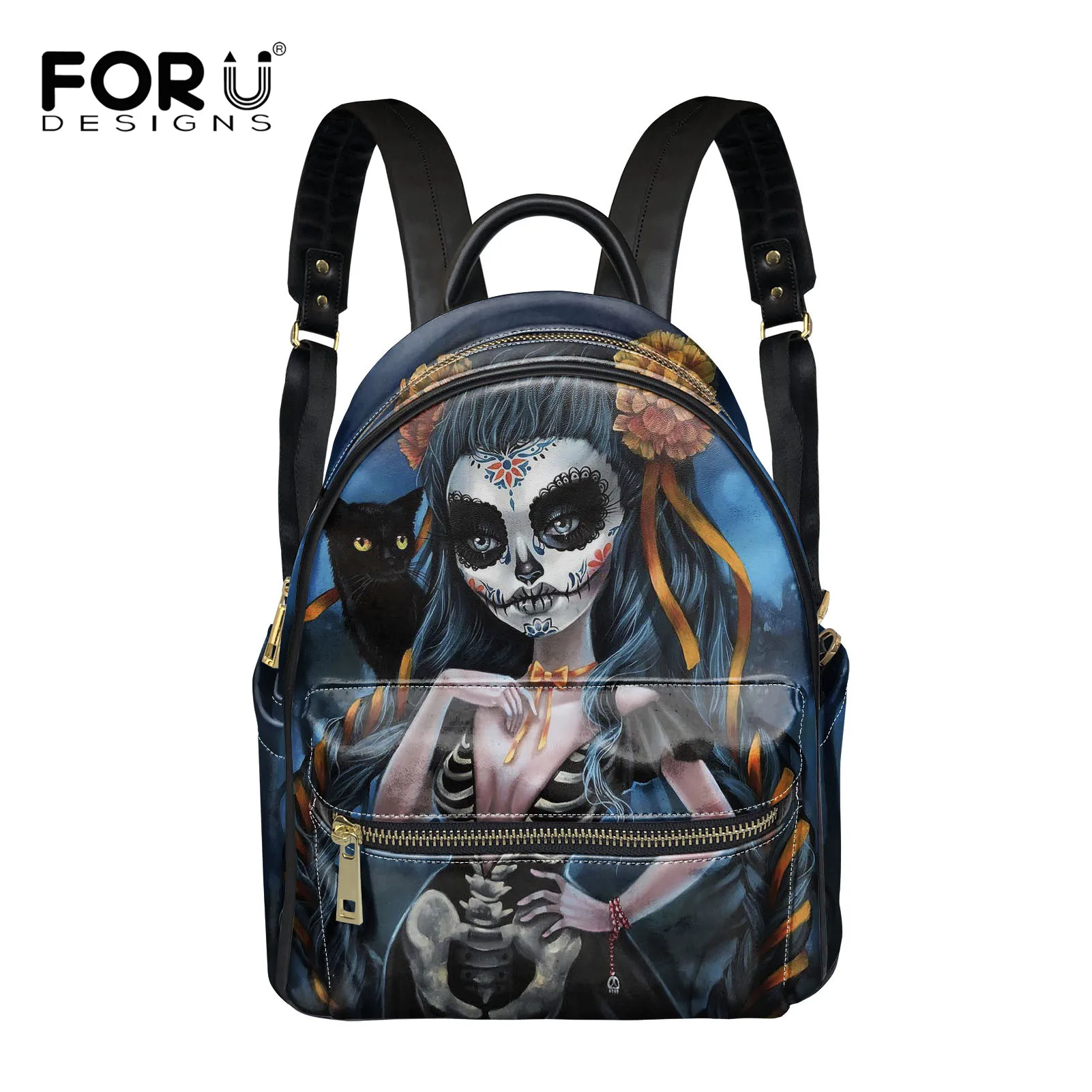 FORUDESIGNS Cool Style Skull Girls Print Pu Backpack Fashion Female Double Shoulder Bags Student's Small Schoolbag Leather Bags
FORUDESIGNS Cool Style Skull Girls Print Pu Backpack Fashion Female Double Shoulder Bags Student's Small Schoolbag Leather Bags