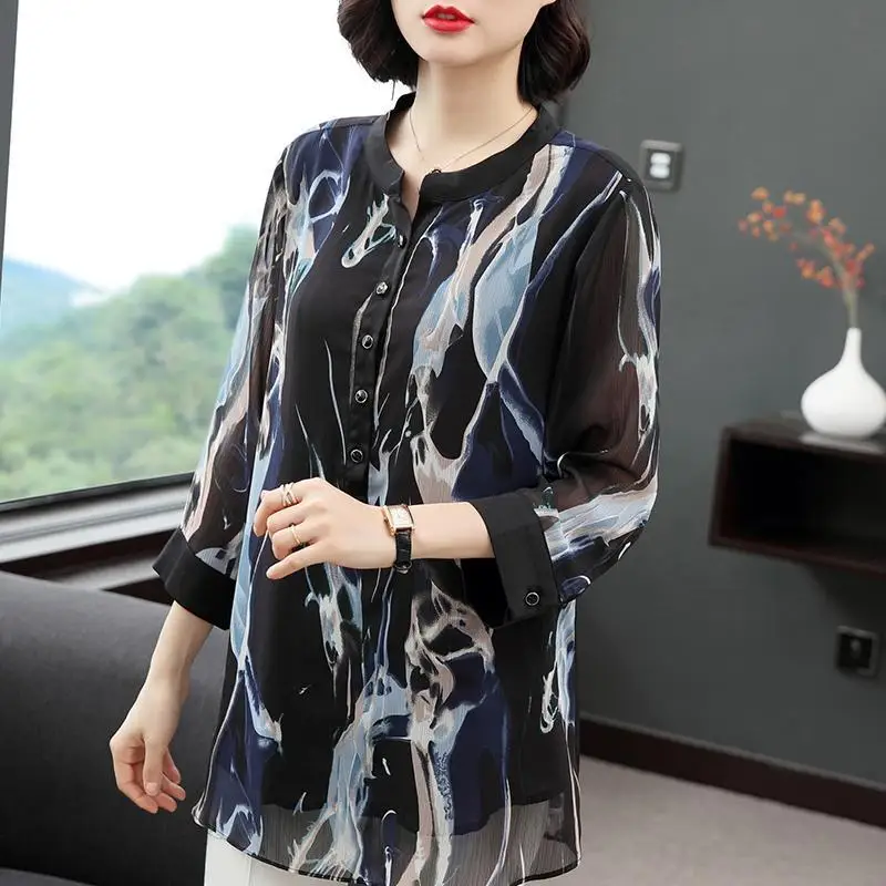 Stylish Women Chiffon Shirts Spring Summer O-Neck Print Loose Blouses Casual Elegant Temperament Blusas Ladies Tops MM0851
Stylish Women Chiffon Shirts Spring Summer O-Neck Print Loose Blouses Casual Elegant Temperament Blusas Ladies Tops MM0851