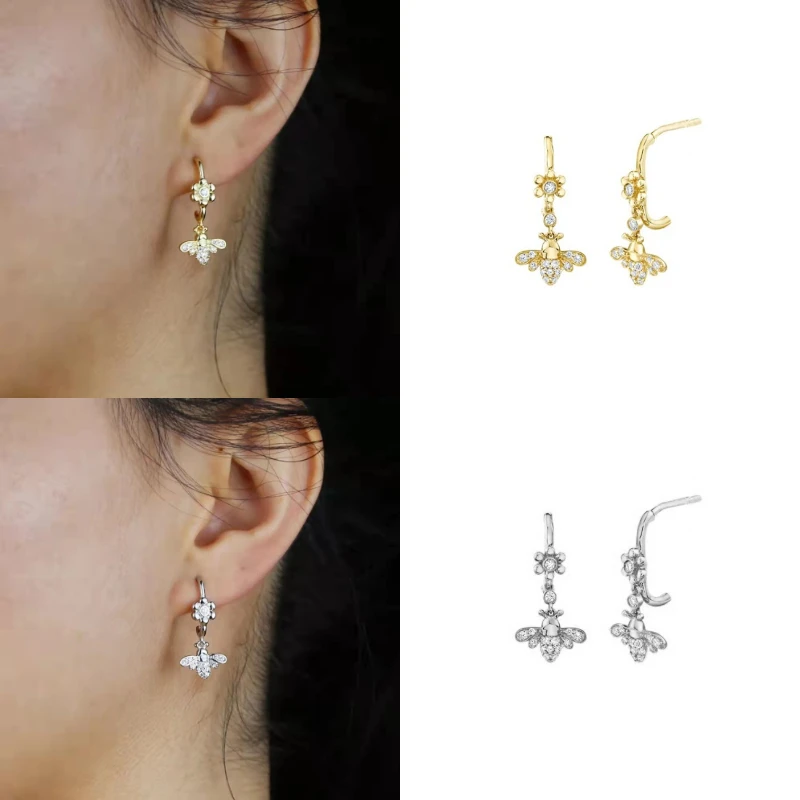 New Fashion Bling Sparking Cz Girls Cute Honeybee with Flower Charm Dangle Stud Earring for Women Party Jewelry Pendientes 2022
New Fashion Bling Sparking Cz Girls Cute Honeybee with Flower Charm Dangle Stud Earring for Women Party Jewelry Pendientes 2022