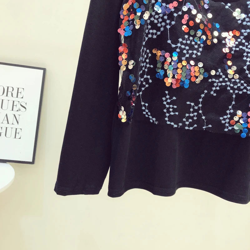 Fashion Women's O Neck Long Sleeves Sequin Patchwork Cotton T-Shirt Tee 2020 Autumn Female Pullover Casual Tops Tees A3893
Fashion Women's O Neck Long Sleeves Sequin Patchwork Cotton T-Shirt Tee 2020 Autumn Female Pullover Casual Tops Tees A3893