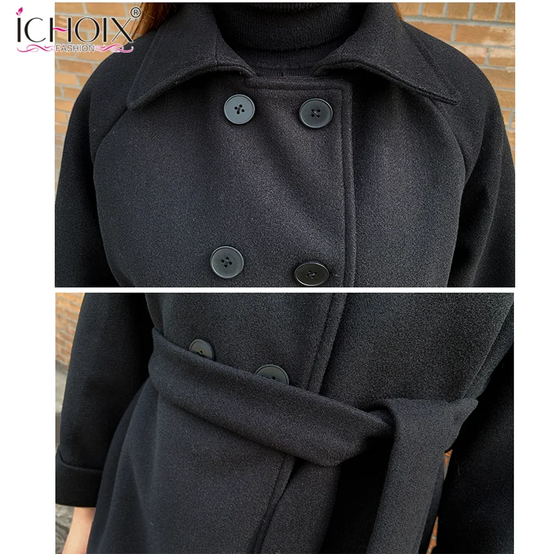 2020 ICHOIX New Arrivals Thicker Black Woolen Cloat Women's Autumn Cool Jacket Woolen Winter Coat with Belt
2020 ICHOIX New Arrivals Thicker Black Woolen Cloat Women's Autumn Cool Jacket Woolen Winter Coat with Belt