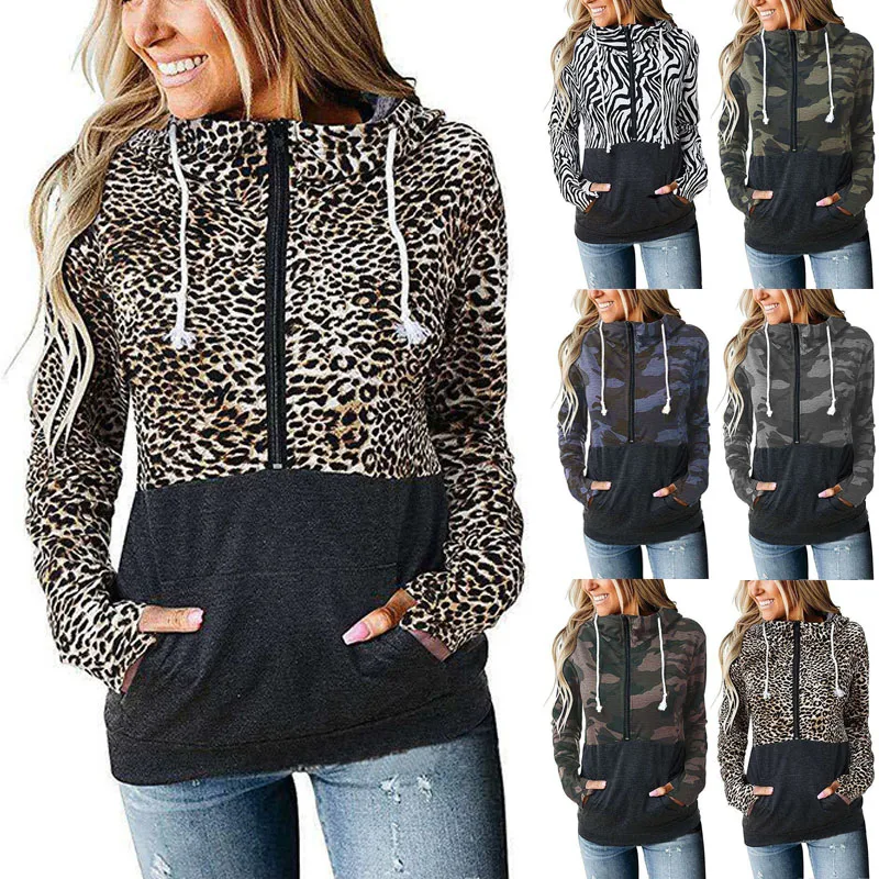 Fashion Casual Pullovers Hoodies Women Camouflage Print Patchwork Zipper Pocket Tops Women Long Sleeved Loose Hooded Sweatsirt
Fashion Casual Pullovers Hoodies Women Camouflage Print Patchwork Zipper Pocket Tops Women Long Sleeved Loose Hooded Sweatsirt