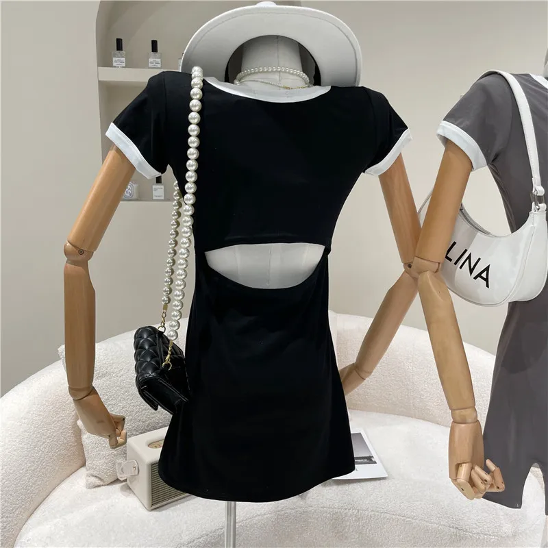 Women's Spring Summer 2021 Fashion hollow out Split Contrast slim Short Sleeve Dress
Women's Spring Summer 2021 Fashion hollow out Split Contrast slim Short Sleeve Dress