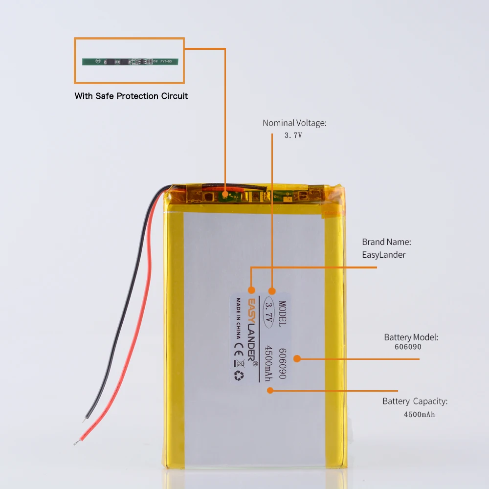 Перезаряжаемые Премиум 606090 3 7 V Вольт 4500mAh литий-полимерные литиевые батареи с