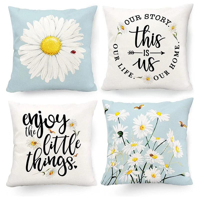 Hot XD-Decorative Pillow Covers 18 X 18 Daisy Decor Outdoor Summer Couch Throw Pillow Cover Case Set of 4 for Sofa Home Decor
Hot XD-Decorative Pillow Covers 18 X 18 Daisy Decor Outdoor Summer Couch Throw Pillow Cover Case Set of 4 for Sofa Home Decor