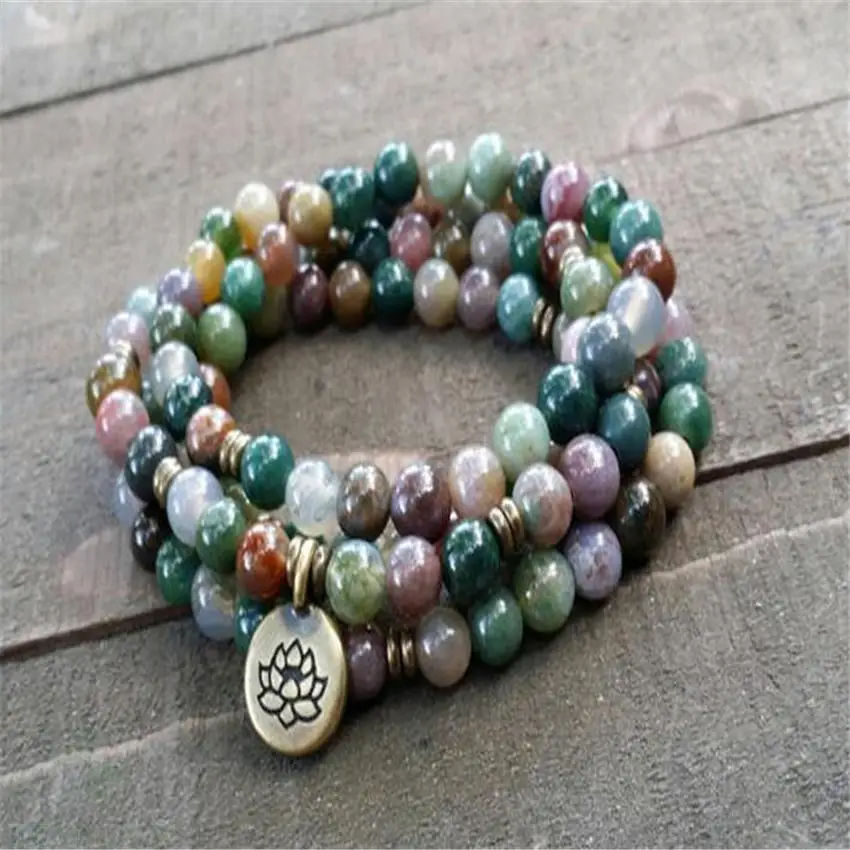 8mm Indian agate Gemstone 108 Beads Mala Bracelet spirituality Tassel Veins Gemstone Lucky Chakas Meditation
8mm Indian agate Gemstone 108 Beads Mala Bracelet spirituality Tassel Veins Gemstone Lucky Chakas Meditation