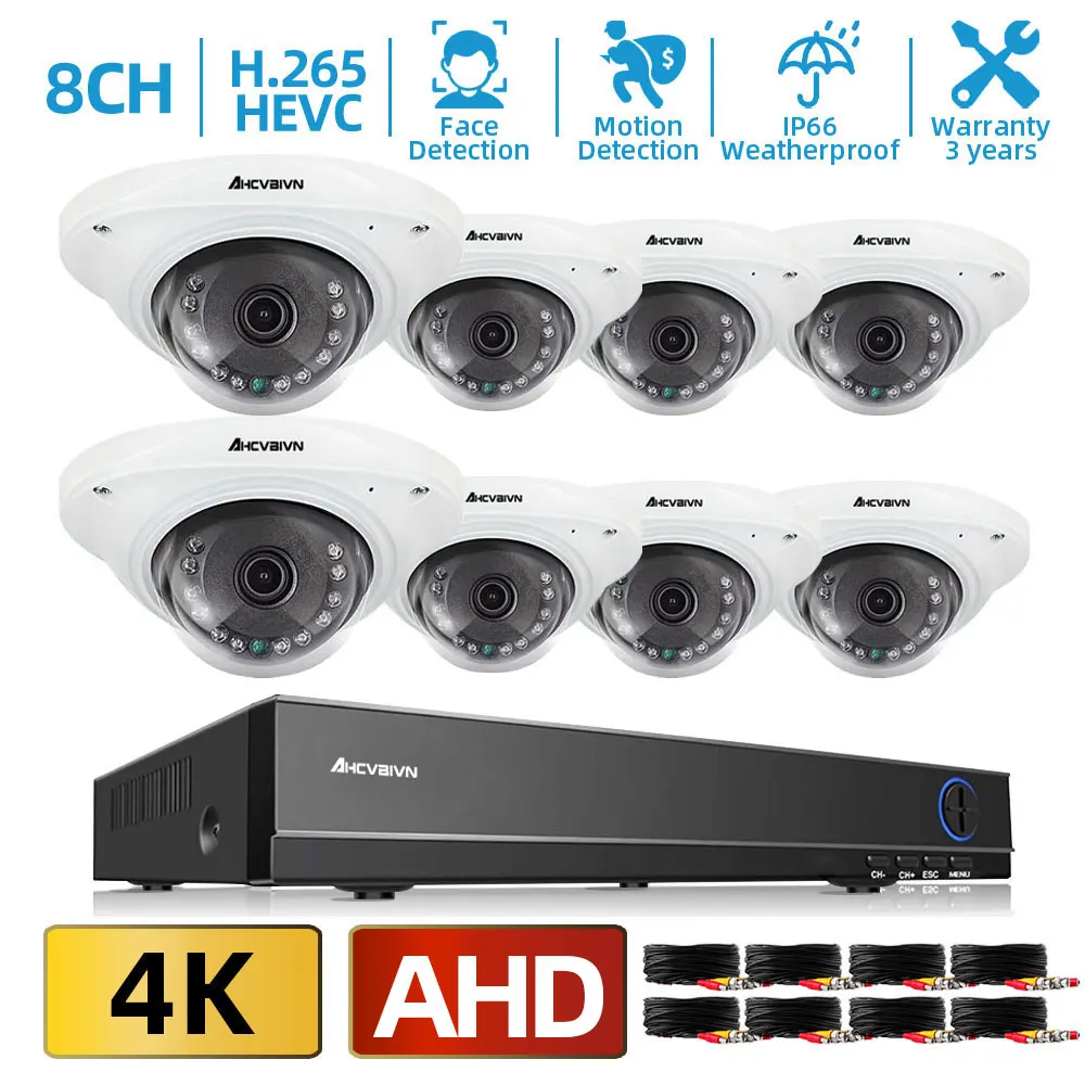 H.265 8MP AHD камера DVR Kit 4K 8CH система видеонаблюдения наружная Водонепроницаемая Взрывозащищенная купольная ИК-камера комплект 4ch 8ch
H.265 8MP AHD камера DVR Kit 4K 8CH система видеонаблюдения наружная Водонепроницаемая Взрывозащищенная купольная ИК-камера комплект 4ch 8ch