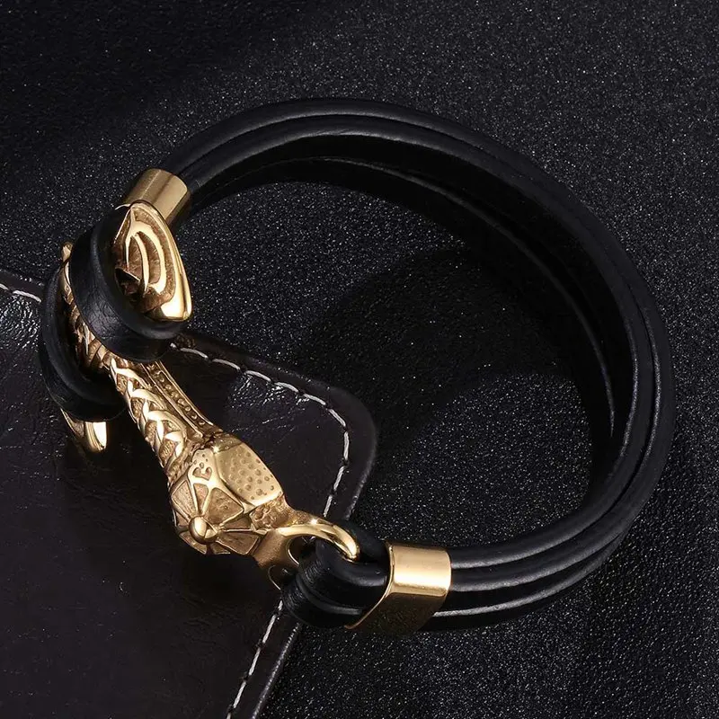 Vintage Men Jewelry Black Multilayer Leather Bracelet Gold Color Stainless Steel Anchor Bracelets Bangles Rope Hand Chain SP0758
Vintage Men Jewelry Black Multilayer Leather Bracelet Gold Color Stainless Steel Anchor Bracelets Bangles Rope Hand Chain SP0758