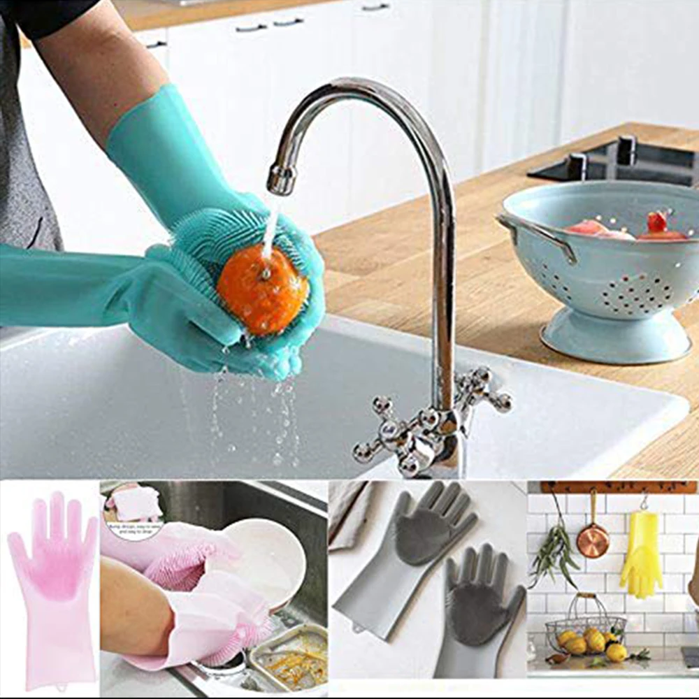 Magic Silicone Dishwashing Scrubber Dish Washing Sponge Rubber Scrub Gloves Kitchen Cleaning 1 Pair
Magic Silicone Dishwashing Scrubber Dish Washing Sponge Rubber Scrub Gloves Kitchen Cleaning 1 Pair