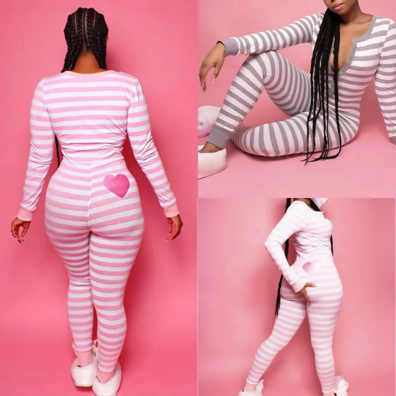 2019 Sexy Fashion Womens Striped One Piece Pajama Romper Long Sleeve O-Neck Bodysuit Jumpsuit Sleepwear
2019 Sexy Fashion Womens Striped One Piece Pajama Romper Long Sleeve O-Neck Bodysuit Jumpsuit Sleepwear