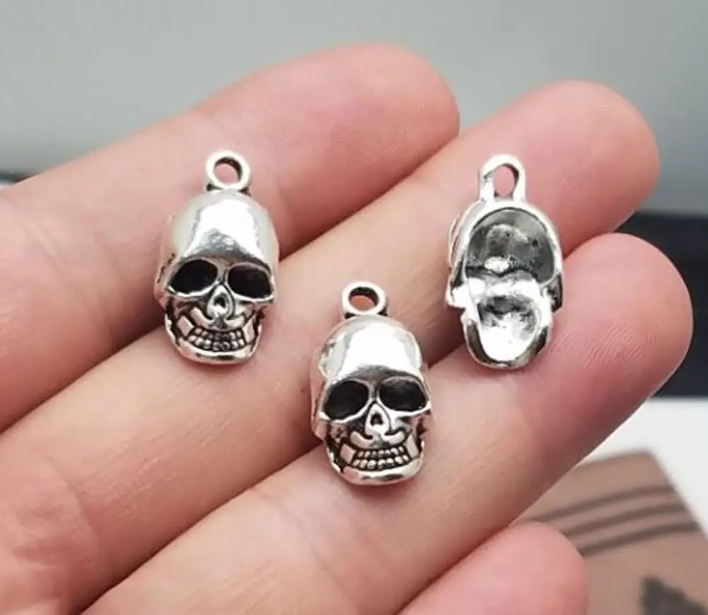 12pcs/lot--20x11mm, skull cham,Antique silver plated skull charms,DIY supplies,Jewelry accessories