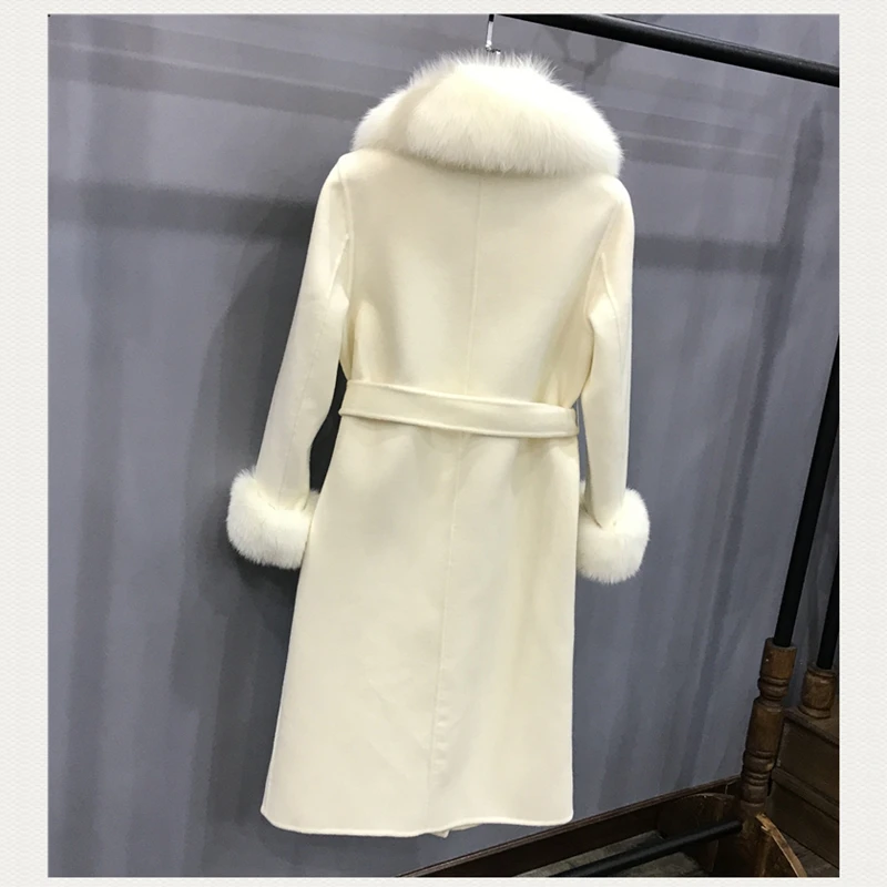 Women Cashmere Coats Double Side Wool Coat Big Fox Fur Collar Overcoat 2019 Fashion Winter Long Cashmere Outerwear
Women Cashmere Coats Double Side Wool Coat Big Fox Fur Collar Overcoat 2019 Fashion Winter Long Cashmere Outerwear