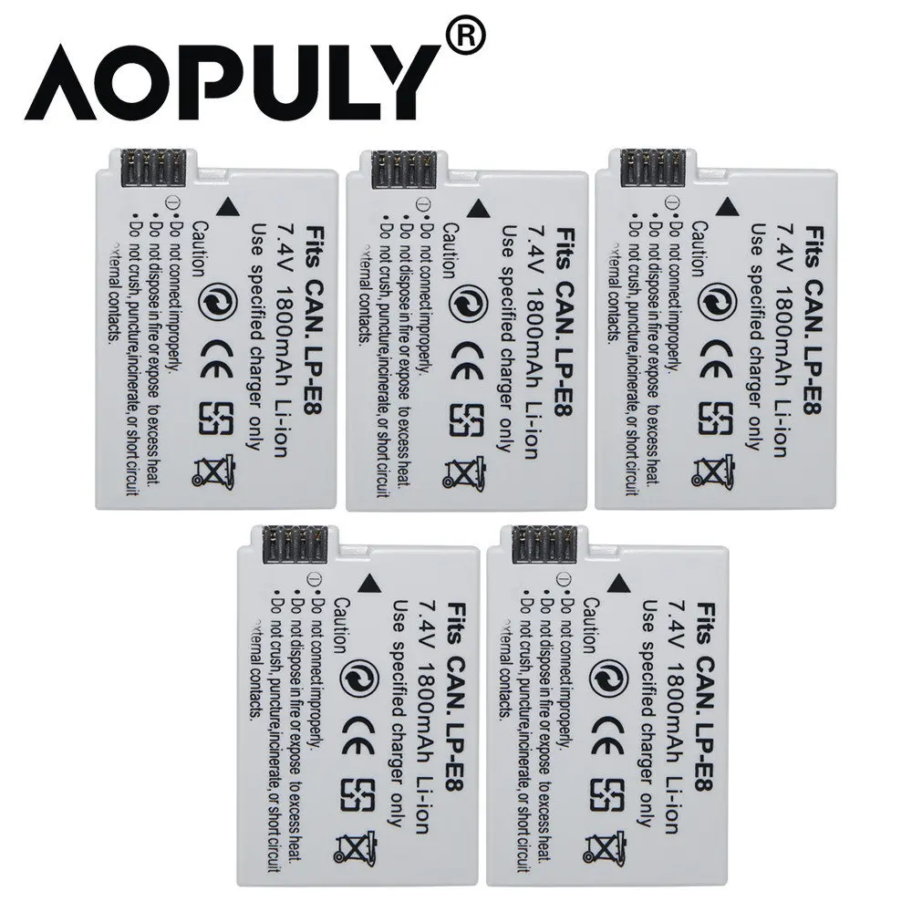 

AOPULY 2000mah LP-E8 LPE8 LP E8 Battery Batterie AKKU + LCD Dual Charger for Canon EOS 550D 600D 650D 700D X4 X5 X6i X7i T2i T3i