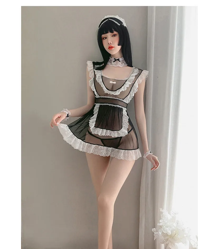 Sexy Lingerie Cosplay Erotic Apron Maid Sexy Costume Transparent Babydoll Dress Women See-Through Black Lace Miniskirt Outfit
Sexy Lingerie Cosplay Erotic Apron Maid Sexy Costume Transparent Babydoll Dress Women See-Through Black Lace Miniskirt Outfit