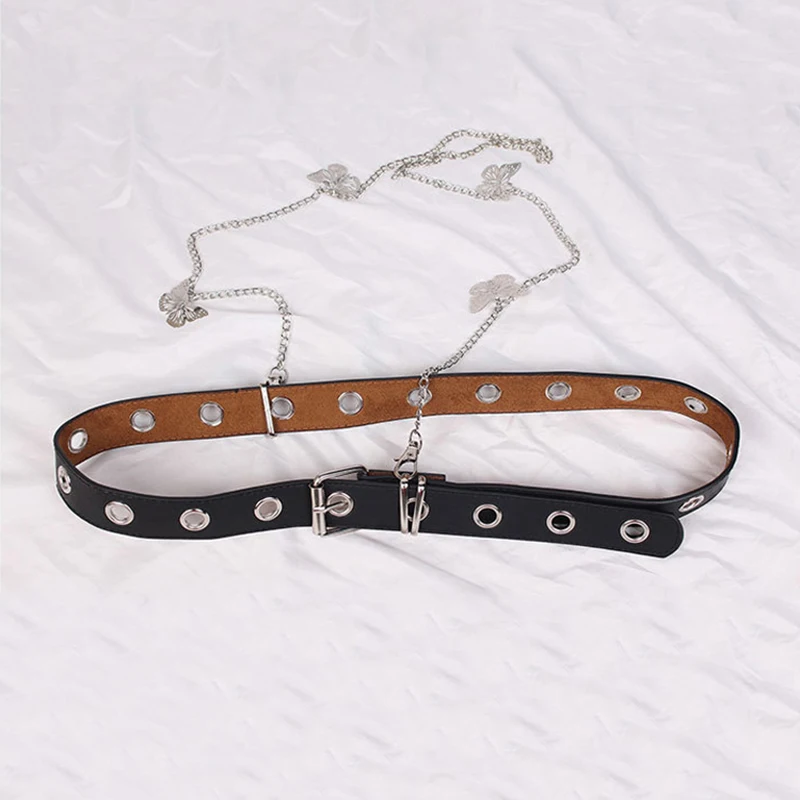 Leather Waist Belt Single Shoulder Waist Chain Butterfly Pendant Waist Belt Girdle Retro Punk Cool Waisrbelts PU Black Waistband
Leather Waist Belt Single Shoulder Waist Chain Butterfly Pendant Waist Belt Girdle Retro Punk Cool Waisrbelts PU Black Waistband