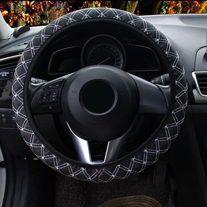 Trim Steering Wheel Cover 1pcs 38cm All Seasons Black and white Car Decor Decoration Non-Slip Protection Cover
Trim Steering Wheel Cover 1pcs 38cm All Seasons Black and white Car Decor Decoration Non-Slip Protection Cover