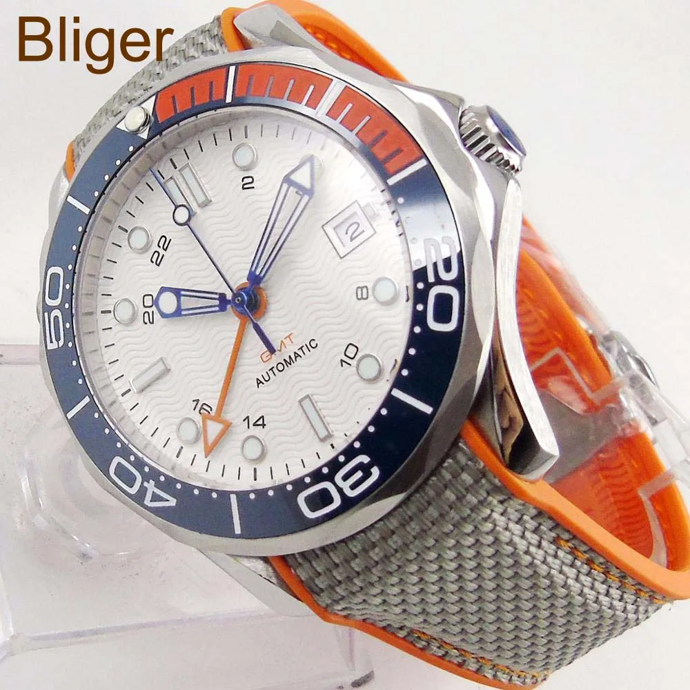 Мужские автоматические часы Bliger 41 мм GMT 3804, водонепроницаемый белый циферблат, Синяя Керамическая рамка, Холщовый резиновый браслет, красная керамическая рамка
Мужские автоматические часы Bliger 41 мм GMT 3804, водонепроницаемый белый циферблат, Синяя Керамическая рамка, Холщовый резиновый браслет, красная керамическая рамка