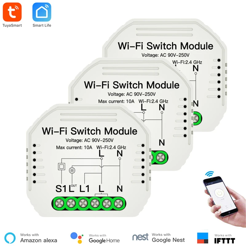 Inteligente Smart Life/Tuya APP Smart WI-FI Light Switch Diy Breaker Module Remote Control Works With Alexa Google Home 1/2 Way
Inteligente Smart Life/Tuya APP Smart WI-FI Light Switch Diy Breaker Module Remote Control Works With Alexa Google Home 1/2 Way