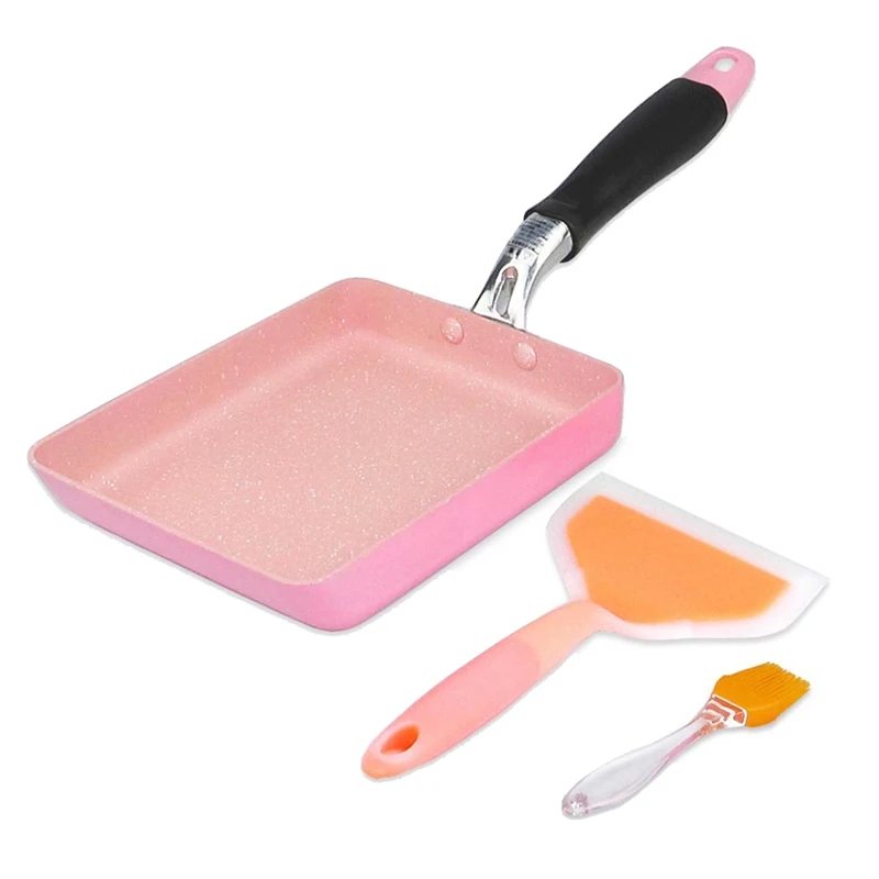 Japanese Omelette Pan Non-Stick Coating Tamagoyaki Egg Pan Rectangle Mini Frying Pan, with Silicone Spatula & Brush 
Japanese Omelette Pan Non-Stick Coating Tamagoyaki Egg Pan Rectangle Mini Frying Pan, with Silicone Spatula & Brush