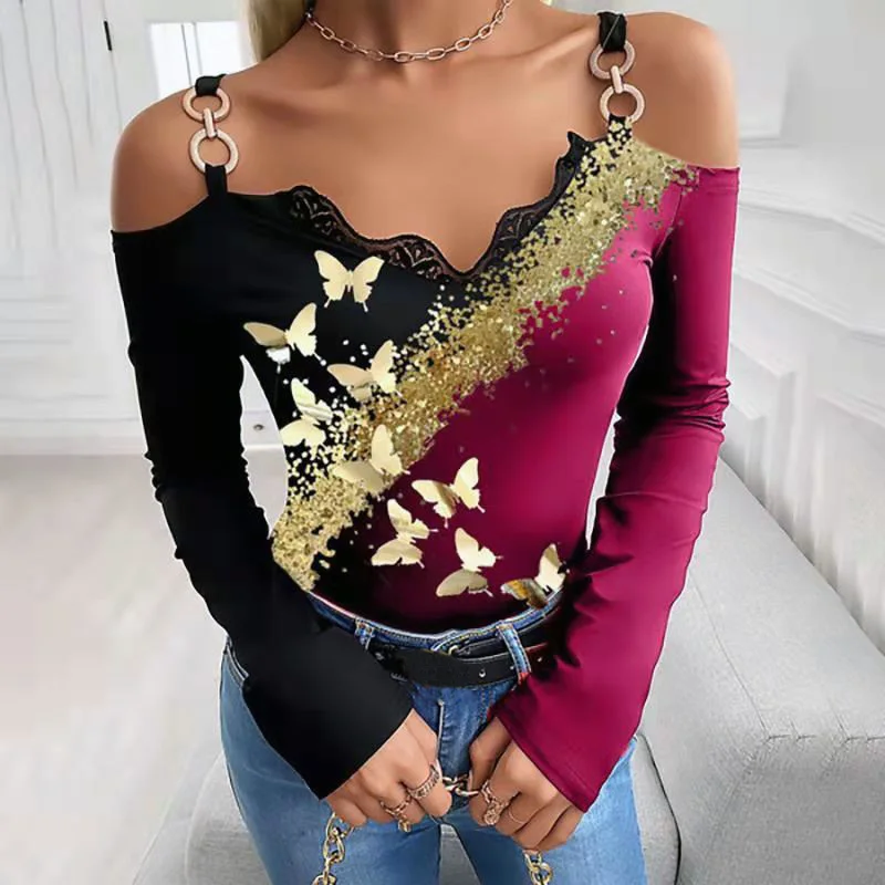 Graphic T Shirts For Women Off Shoulder Sexy Tee Casual Printing Long-sleeved Woman Tshirts Top Ladies Fashion Top Blusas
Graphic T Shirts For Women Off Shoulder Sexy Tee Casual Printing Long-sleeved Woman Tshirts Top Ladies Fashion Top Blusas