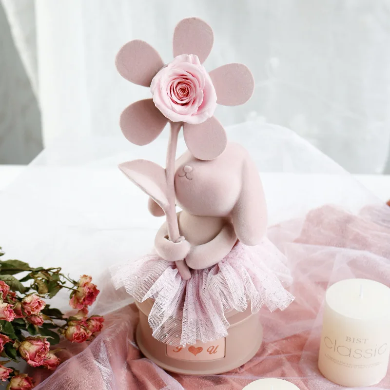 Eternal flower sun flower white rabbit flocking doll rotating music box girlfriend gift home decoration accessories
Eternal flower sun flower white rabbit flocking doll rotating music box girlfriend gift home decoration accessories