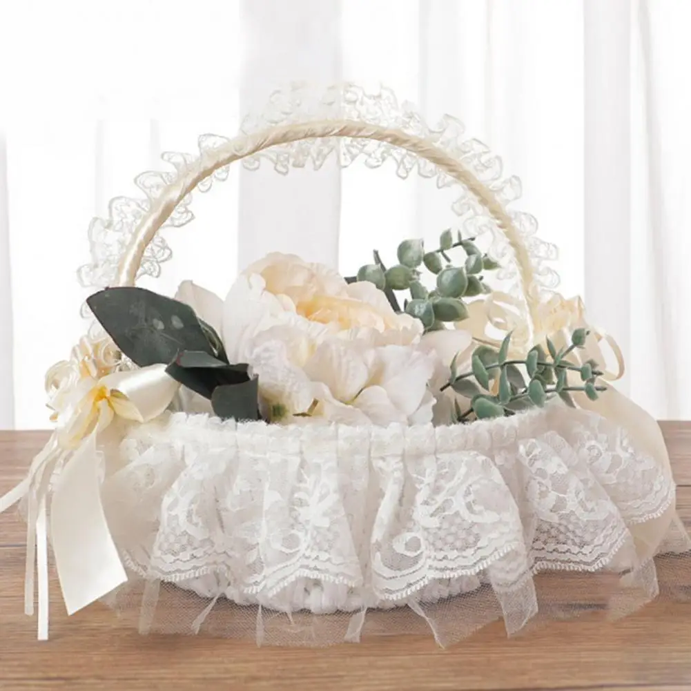 Flower Basket Multifunctional Fabric Lace Decoration Handle Wedding Basket Party Supplies for Home decor
Flower Basket Multifunctional Fabric Lace Decoration Handle Wedding Basket Party Supplies for Home decor