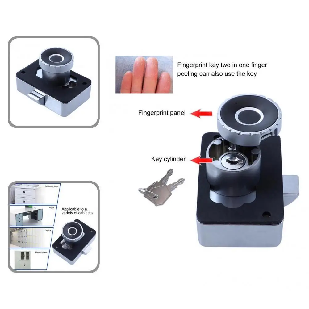 High Security Intelligent Practical Smart Door Lock Silver Color Fingerprint Lock Dual-use for File Cabinets
High Security Intelligent Practical Smart Door Lock Silver Color Fingerprint Lock Dual-use for File Cabinets