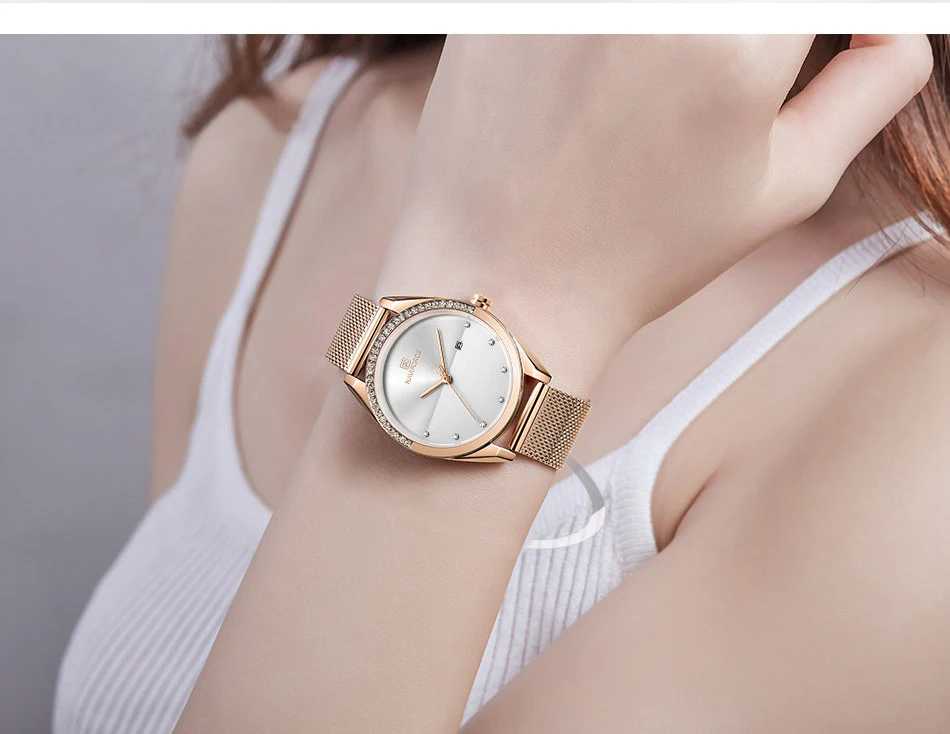 NAVIFORCE Elegant Women Watches Top Brand Luxury Rose Golden Mesh Stap Crystal Designer Clock Lady Watch reloj mujer Waterproof
NAVIFORCE Elegant Women Watches Top Brand Luxury Rose Golden Mesh Stap Crystal Designer Clock Lady Watch reloj mujer Waterproof