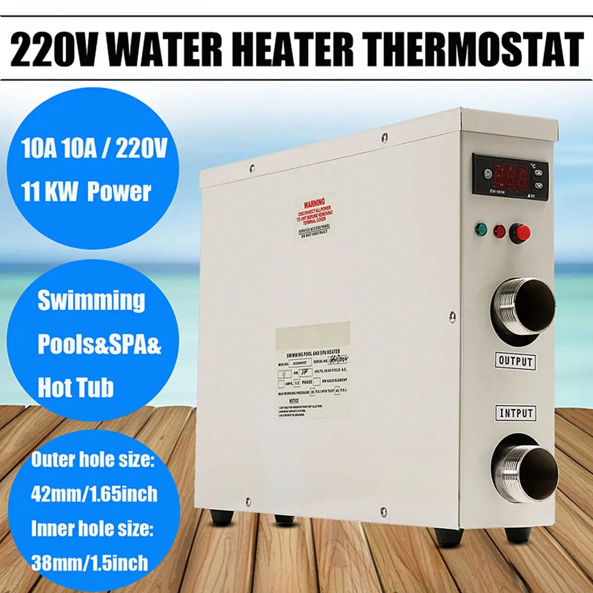 

warmtoo 11kW 220V Electric Digital Water Heater Thermostat for Swimming Pool SPA Hot Tub Bath Water Heating Water