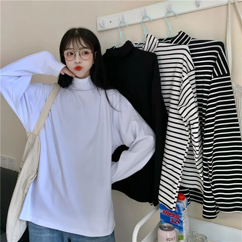 Ulzzang Half-High Collar Long Sleeves T-shirt for Women 2020 New Korean Loose All-Match Student Idle Style Top Ins
Ulzzang Half-High Collar Long Sleeves T-shirt for Women 2020 New Korean Loose All-Match Student Idle Style Top Ins