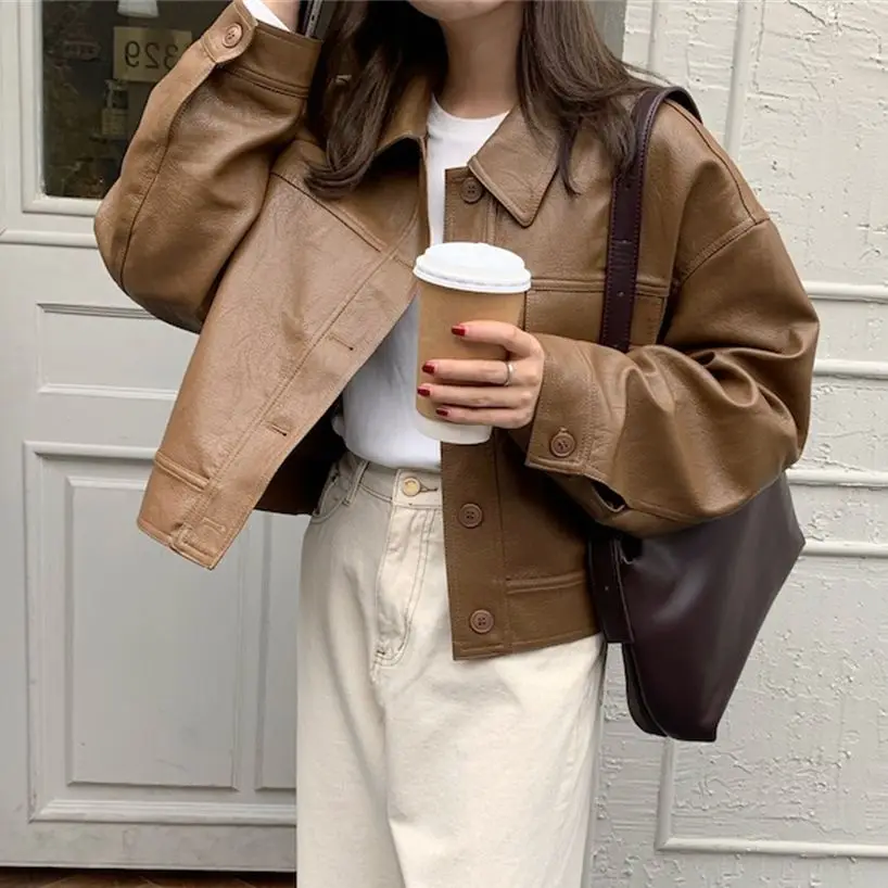 동대문 Motorcycle Women Jacket PU Autumn Office Lady 2021 Femme Chic Stylish Casual Streetwear Loose Slim Elegant OL Coats
동대문 Motorcycle Women Jacket PU Autumn Office Lady 2021 Femme Chic Stylish Casual Streetwear Loose Slim Elegant OL Coats