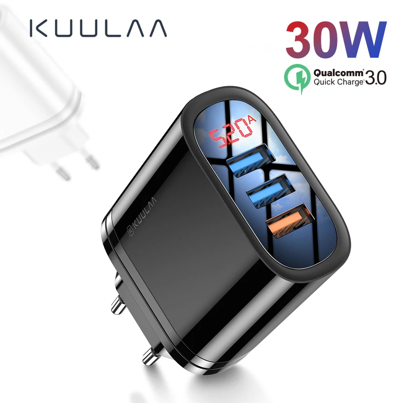 KUULAA Quick Charge 3 0 USB зарядное устройство 30 Вт QC3.0 QC Быстрая зарядка мульти разъем для