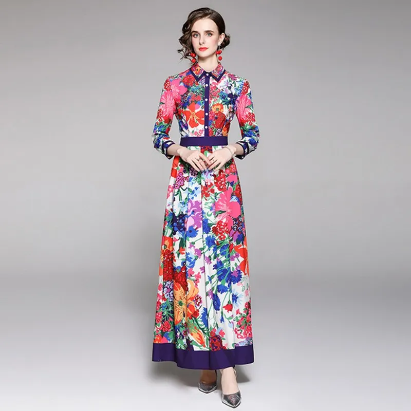 2021 summer autumn Elegant Floral print Maxi Dress Women Turn Down Collar long Sleeve Flower Print Long dress Vestidos
2021 summer autumn Elegant Floral print Maxi Dress Women Turn Down Collar long Sleeve Flower Print Long dress Vestidos
