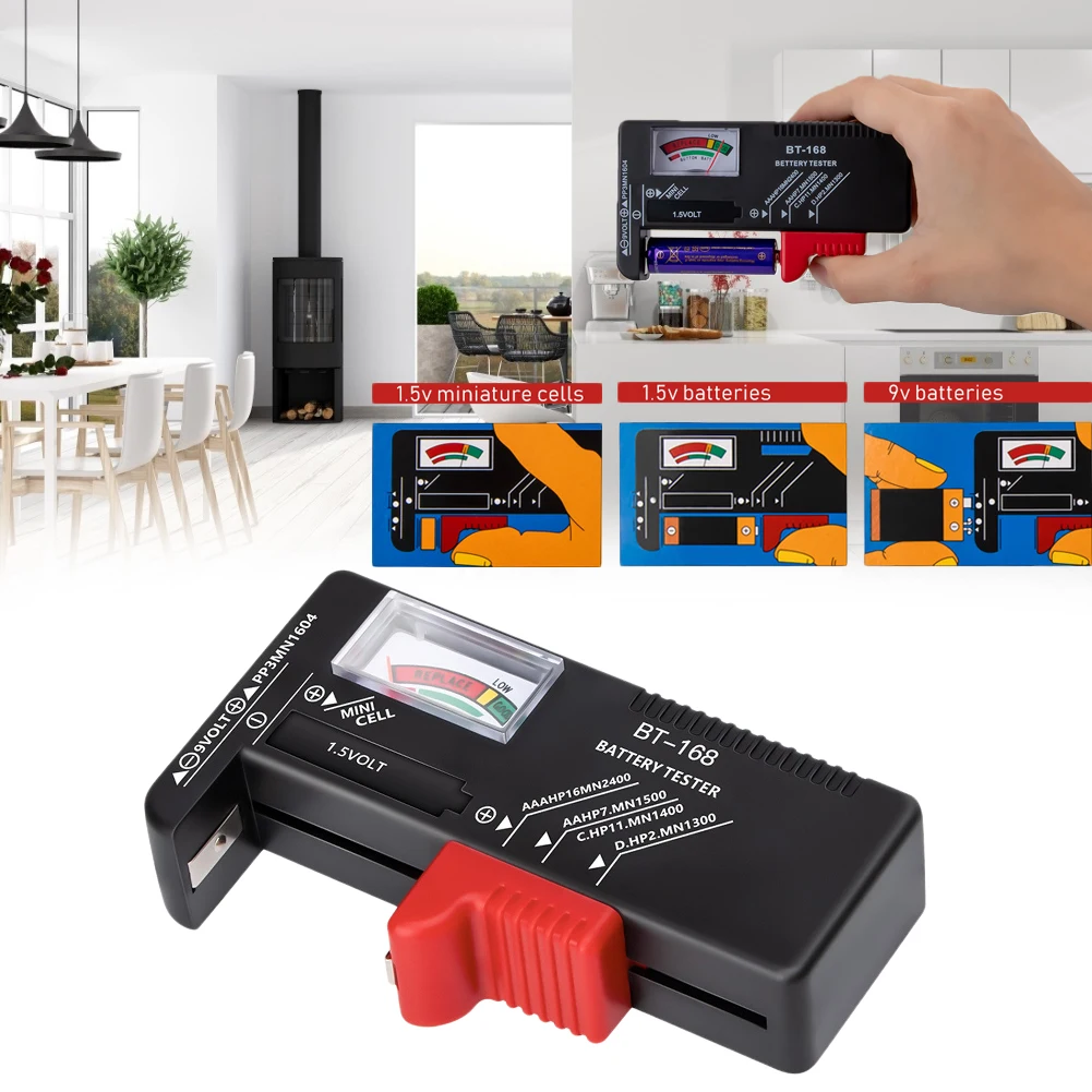 BT-168 Pointer Type Battery Capacity Tester Battery Tester Power Tester for AAA, AA, C, D, 9V and Small Batteries
BT-168 Pointer Type Battery Capacity Tester Battery Tester Power Tester for AAA, AA, C, D, 9V and Small Batteries