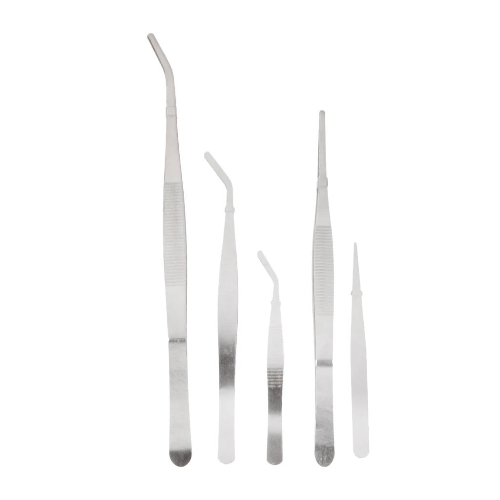 5 Pieces Stainless Steel Tweezers Set for Fish Tank, Crafts, Jewelry Making And Garden Plant Planting
5 Pieces Stainless Steel Tweezers Set for Fish Tank, Crafts, Jewelry Making And Garden Plant Planting