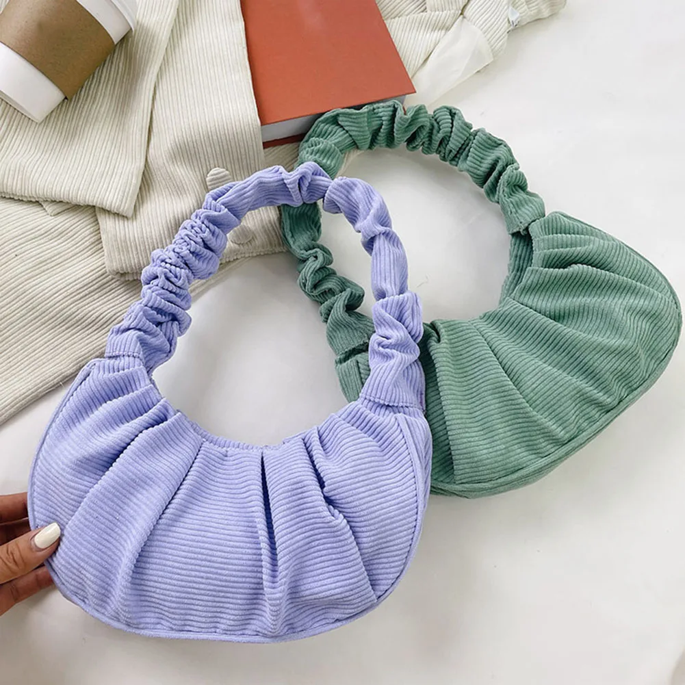 Fashion Women Corduroy Pleated Cloud Underarm Shoulder Bag Ladies Autumn Winter Solid Color Hobos Small Purse Handbags
Fashion Women Corduroy Pleated Cloud Underarm Shoulder Bag Ladies Autumn Winter Solid Color Hobos Small Purse Handbags