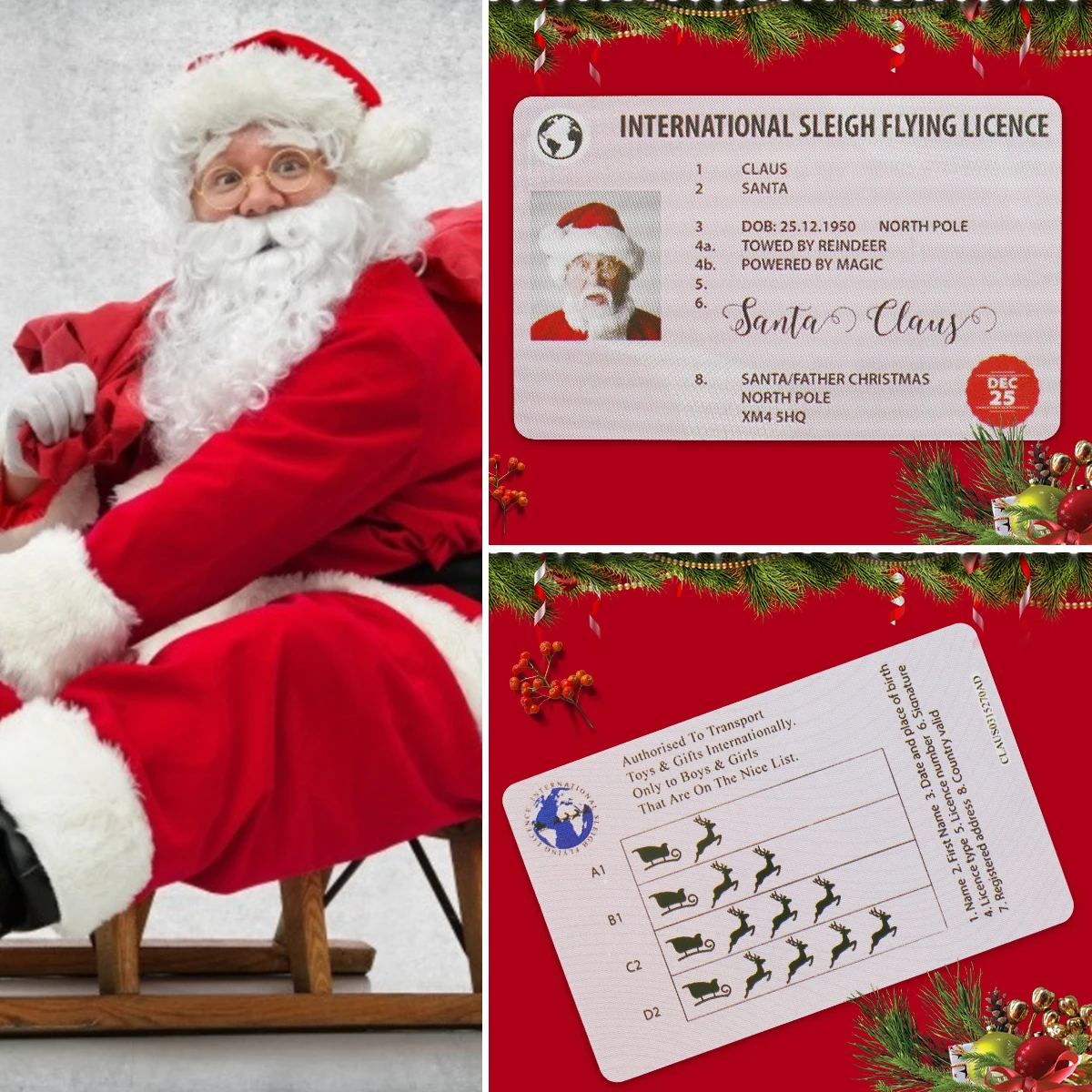 Novelty Santa Claus Flight License Plastic Christmas Eve Sled License for Children Xmas Gifts Kids Christmas Tree Decoration
Novelty Santa Claus Flight License Plastic Christmas Eve Sled License for Children Xmas Gifts Kids Christmas Tree Decoration