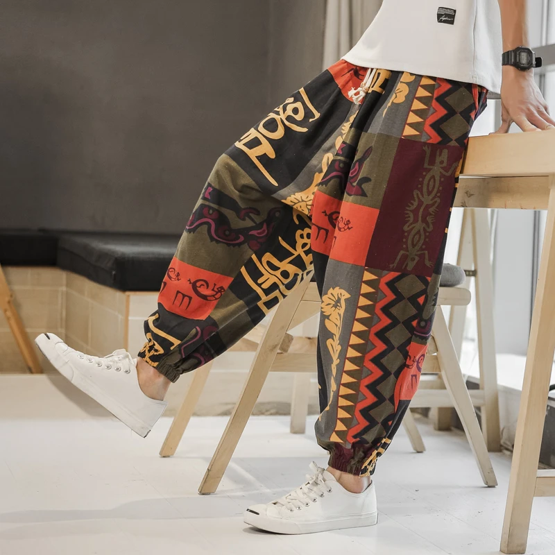New Men's Cotton Linen Ankle-length Pants Loose Plus Size Print Pants Chinese Style Summer Wear
New Men's Cotton Linen Ankle-length Pants Loose Plus Size Print Pants Chinese Style Summer Wear