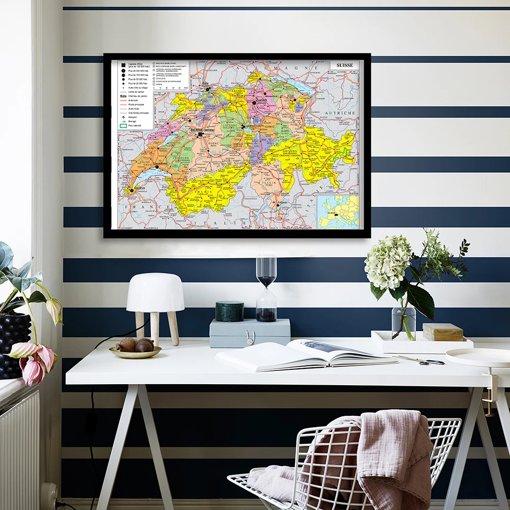 90*60cm The Switzerland Political and Traffic Map In French Wall Art Poster Canvas Painting Home Decoration School Supplies
90*60cm The Switzerland Political and Traffic Map In French Wall Art Poster Canvas Painting Home Decoration School Supplies