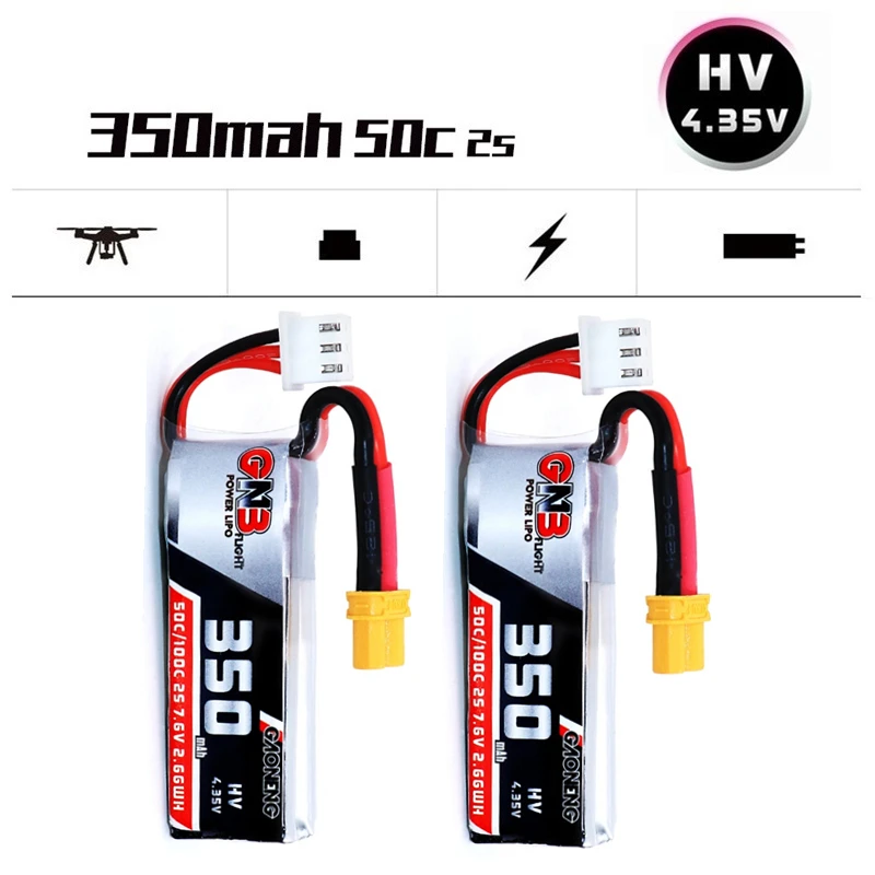 2/4 шт. GAONENG GNB 2S 350 мАч 7,6 В 50C/100C LiHV Lipo аккумулятор XT30 разъем для BETAFPV Beta75X Beta65X Малый Дрон
2/4 шт. GAONENG GNB 2S 350 мАч 7,6 В 50C/100C LiHV Lipo аккумулятор XT30 разъем для BETAFPV Beta75X Beta65X Малый Дрон