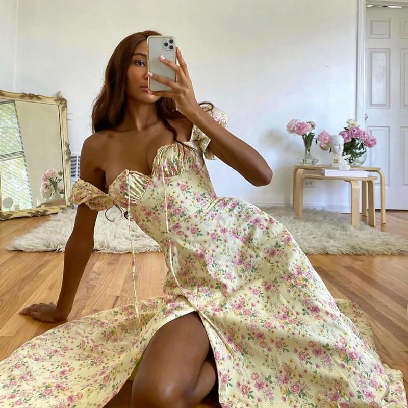 Boho Maxi Dress Women Summer Elegant French Romantic Vacation Beach Casual Floral Print Dress Ladies Split Sexy Party Dress Robe
Boho Maxi Dress Women Summer Elegant French Romantic Vacation Beach Casual Floral Print Dress Ladies Split Sexy Party Dress Robe