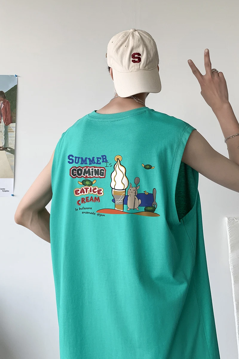 Men's Summer Thin Loose Fashion Hong Kong Style Printed Casual All-Matching Sleeveless T-shirt Top
Men's Summer Thin Loose Fashion Hong Kong Style Printed Casual All-Matching Sleeveless T-shirt Top